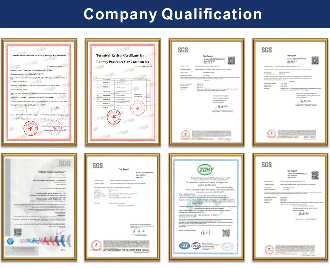 Qualification of rubber flooring mat